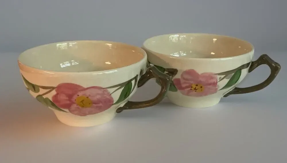 Set of 2 Floral Ceramic Tea Cups - Made in England